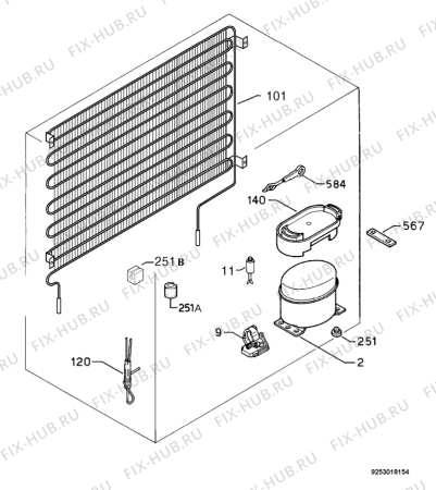 Взрыв-схема холодильника Privileg 365075_40705 - Схема узла Cooling system 017